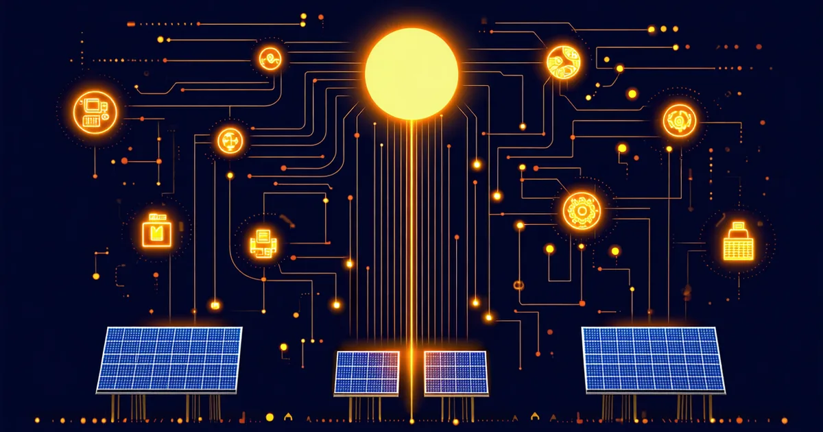 Technical diagram of behind-the-meter solar and storage assets connected to aggregation platform